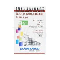 Block  Dibujo con Espiral 120 g A5 40 hojas papel liso (5611) Plantec