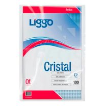 Folios cristal Oficio x 100 unidades Liggo