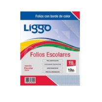 Folios escolares borde color x 10 hojas Liggo