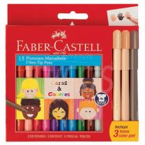 Marcador Escolar Faber Castell 45 Fiesta x 12 + M Tonos Piel  (555343)