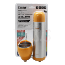 Set Termo 500 ml + Mate con bombilla amarillo Keep