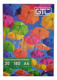 Papel Fotografico brillante 180 g A4 20 hojas GTC