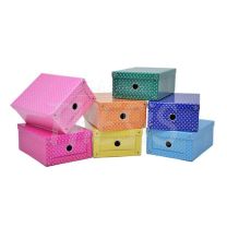 Caja carton corrugado color con remaches lunares mediana Les cahiers